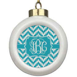 Pixelated Chevron Ceramic Ball Ornament (Personalized)