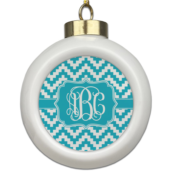 Custom Pixelated Chevron Ceramic Ball Ornament (Personalized)