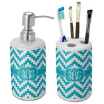 Pixelated Chevron Ceramic Bathroom Accessories Set (Personalized)