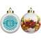 Pixelated Chevron Ceramic Christmas Ornament - Poinsettias (APPROVAL)