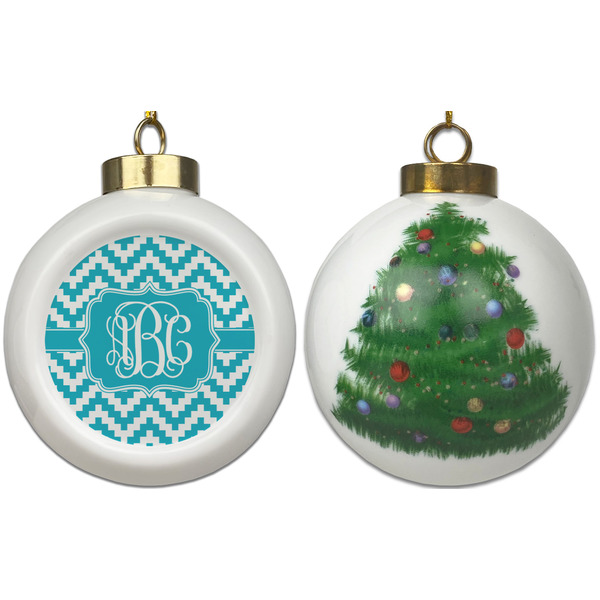 Pixelated Chevron Ceramic Christmas Ornament - X-Mas Tree (APPROVAL)