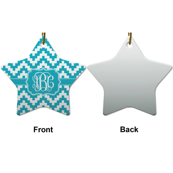 Pixelated Chevron Ceramic Flat Ornament - Star Front & Back (APPROVAL)