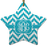 Pixelated Chevron Star Ceramic Ornament w/ Monogram