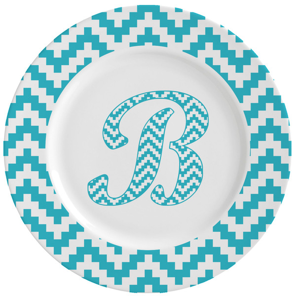 Custom Pixelated Chevron Ceramic Dinner Plates (Set of 4) (Personalized)