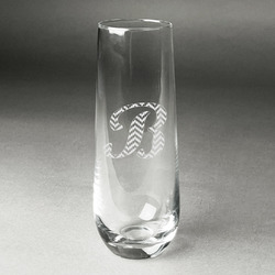 Pixelated Chevron Champagne Flute - Stemless Engraved - Single (Personalized)