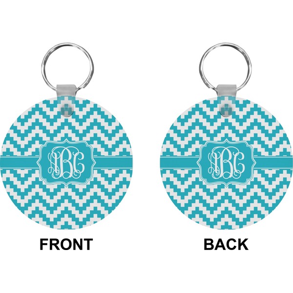 Pixelated Chevron Circle Keychain (Front + Back)
