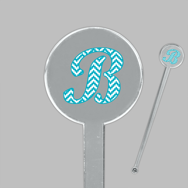 Pixelated Chevron Clear Plastic 7" Stir Stick - Round - Closeup