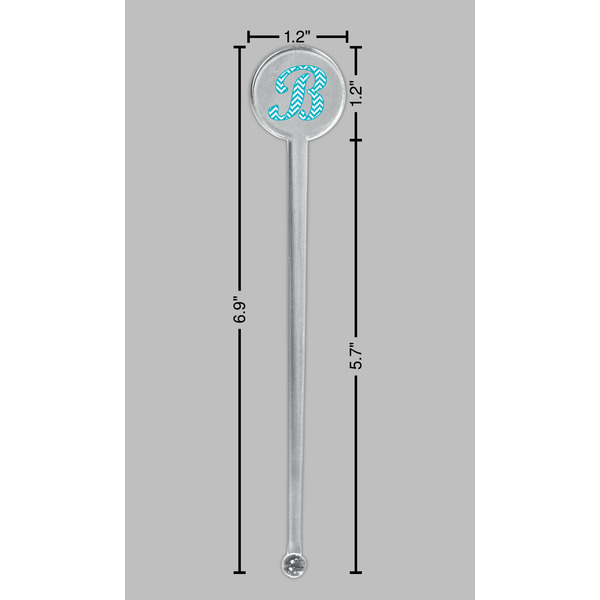 Pixelated Chevron Clear Plastic 7" Stir Stick - Round - Dimensions