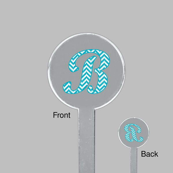Pixelated Chevron Clear Plastic 7" Stir Stick - Round - Front & Back