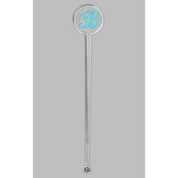 Pixelated Chevron Clear Plastic 7" Stir Stick - Round - Single Stick