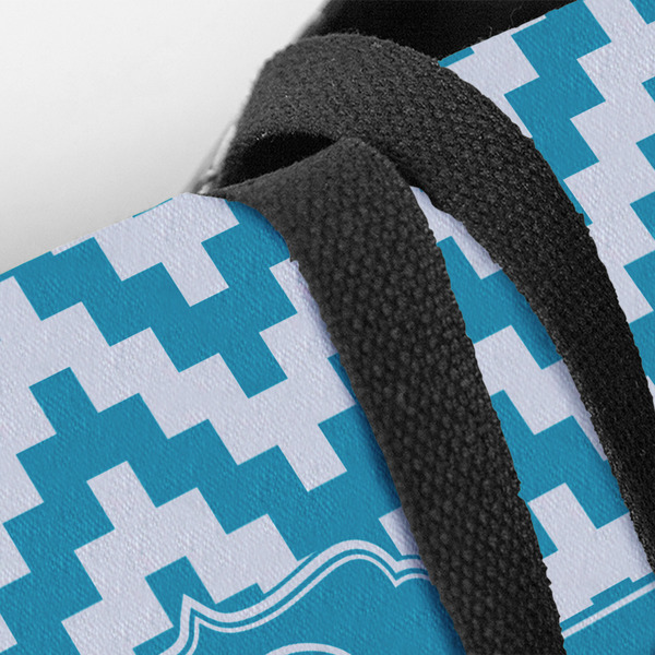 Pixelated Chevron Closeup of Tote w/Black Handles