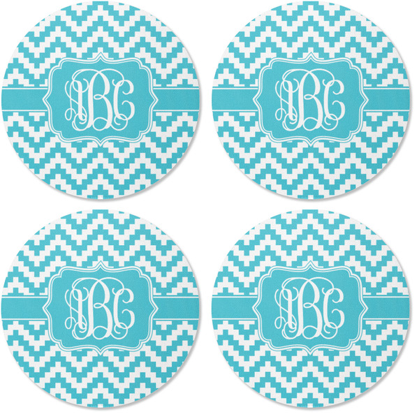 Pixelated Chevron Coaster Round Rubber Back - Apvl