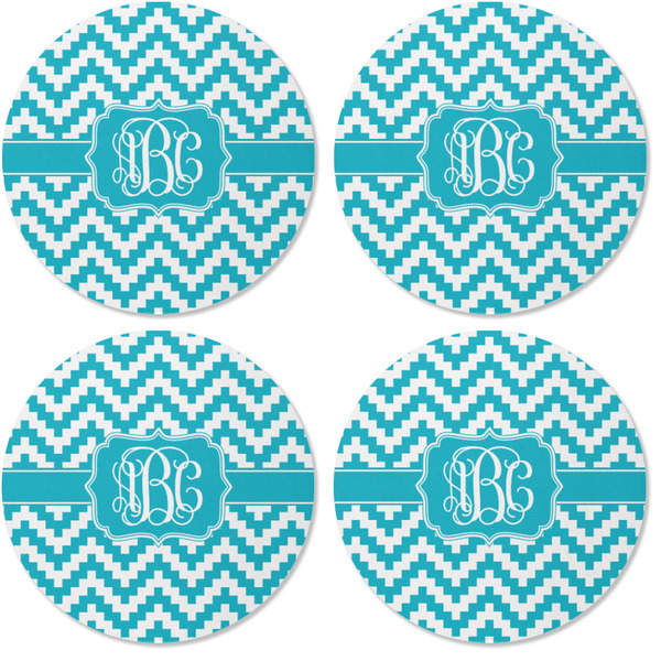 Pixelated Chevron Coaster Round Rubber Back - Apvl