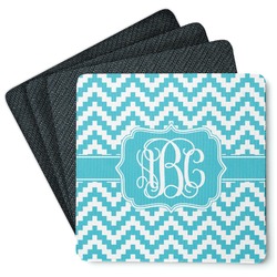Pixelated Chevron Square Rubber Backed Coasters - Set of 4 (Personalized)