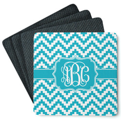 Pixelated Chevron Square Rubber Backed Coasters - Set of 4 (Personalized)
