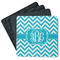 Pixelated Chevron Square Rubber Backed Coasters - Set of 4 (Personalized)