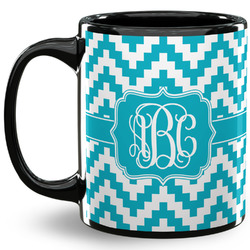 Pixelated Chevron 11 Oz Coffee Mug - Black (Personalized)