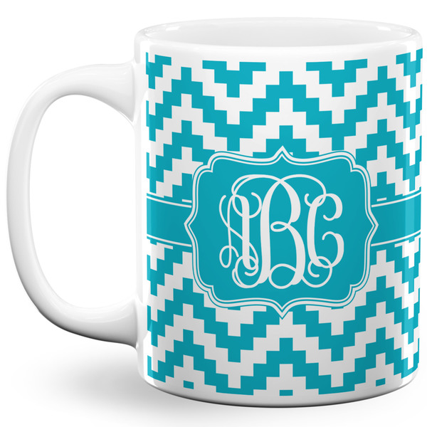 Custom Pixelated Chevron 11 Oz Coffee Mug - White (Personalized)