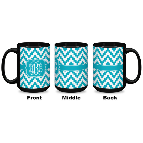 Pixelated Chevron Coffee Mug - 15 oz - Black APPROVAL