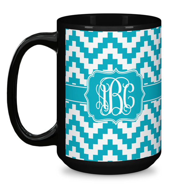 Pixelated Chevron Coffee Mug - 15 oz - Black