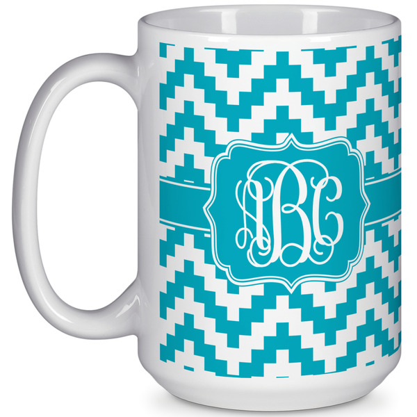 Custom Pixelated Chevron 15 Oz Coffee Mug - White (Personalized)