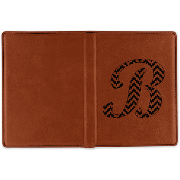 Pixelated Chevron Cognac Leather Passport Holder Outside Single Sided - Apvl