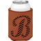 Pixelated Chevron Cognac Leatherette Can Sleeve - Single Front