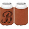 Pixelated Chevron Cognac Leatherette Can Sleeve - Single Sided Front and Back