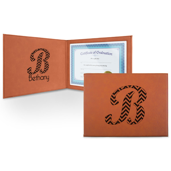 Custom Pixelated Chevron Leatherette Certificate Holder - Front and Inside (Personalized)