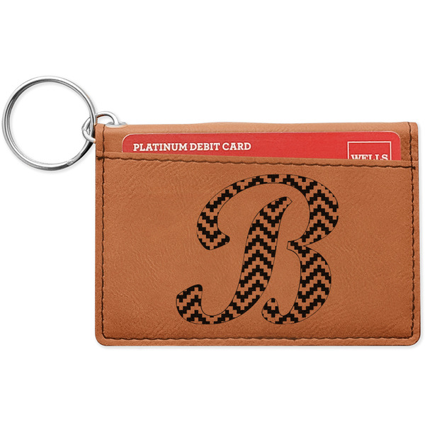 Custom Pixelated Chevron Leatherette Keychain ID Holder - Single Sided (Personalized)
