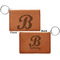 Pixelated Chevron Cognac Leatherette Keychain ID Holders - Front and Back Apvl