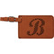Pixelated Chevron Cognac Leatherette Luggage Tags