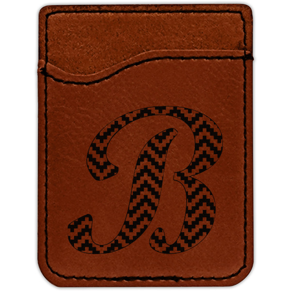 Pixelated Chevron Cognac Leatherette Phone Wallet close up