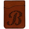 Pixelated Chevron Cognac Leatherette Phone Wallet close up
