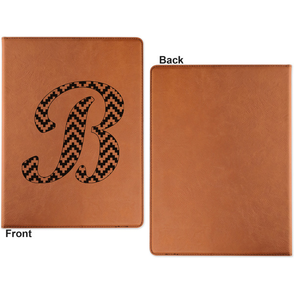 Pixelated Chevron Cognac Leatherette Portfolios with Notepad - Large - Single Sided - Apvl