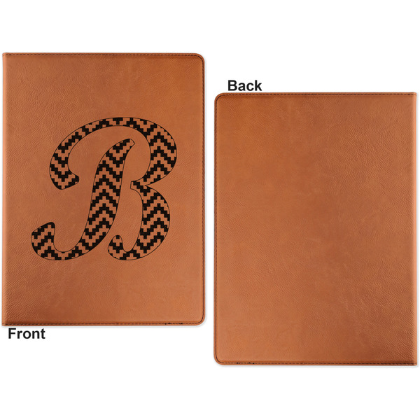 Pixelated Chevron Cognac Leatherette Portfolios with Notepad - Small - Single Sided- Apvl