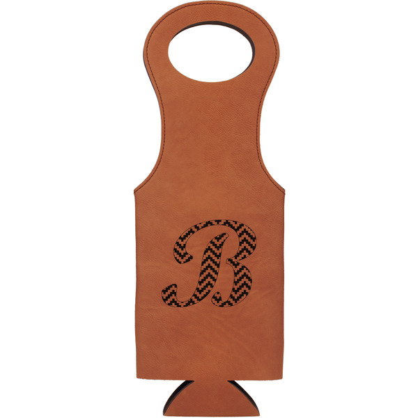 Custom Pixelated Chevron Leatherette Wine Tote - Single Sided (Personalized)