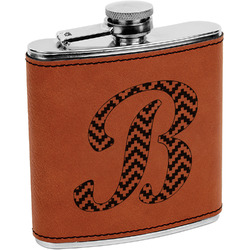 Pixelated Chevron Leatherette Wrapped Stainless Steel Flask (Personalized)