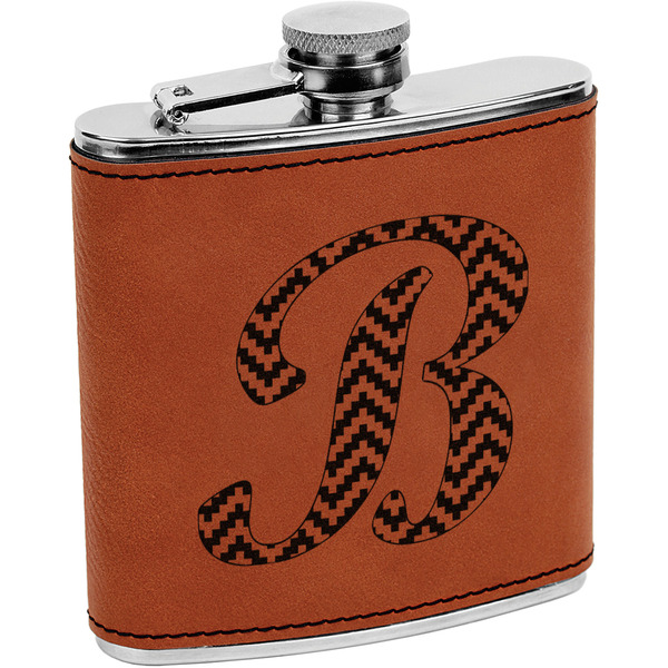 Custom Pixelated Chevron Leatherette Wrapped Stainless Steel Flask (Personalized)