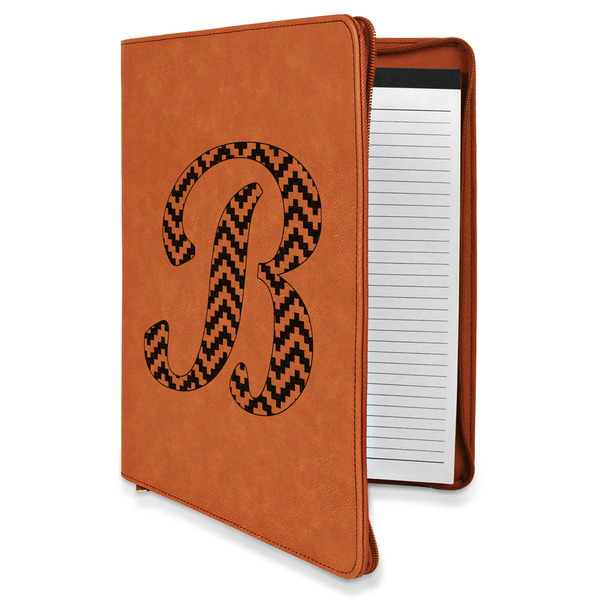 Custom Pixelated Chevron Leatherette Zipper Portfolio with Notepad (Personalized)
