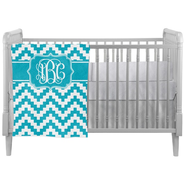 Custom Pixelated Chevron Crib Comforter / Quilt (Personalized)