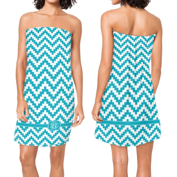 Pixelated Chevron Custom Bath Wrap - Front & Back View