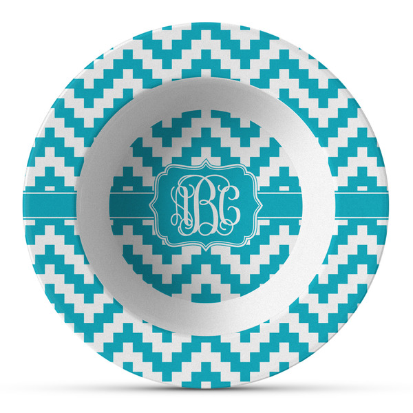 Custom Pixelated Chevron Plastic Bowl - Microwave Safe - Composite Polymer (Personalized)