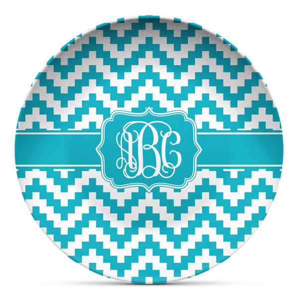 Custom Pixelated Chevron Microwave Safe Plastic Plate - Composite Polymer (Personalized)