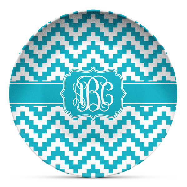 Custom Pixelated Chevron Microwave Safe Plastic Plate - Composite Polymer (Personalized)