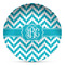 Pixelated Chevron Microwave Safe Plastic Plate - Composite Polymer (Personalized)