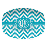 Pixelated Chevron Plastic Platter - Microwave & Oven Safe Composite Polymer (Personalized)