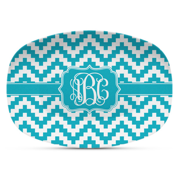Custom Pixelated Chevron Plastic Platter - Microwave & Oven Safe Composite Polymer (Personalized)