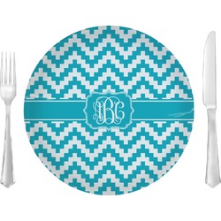 Pixelated Chevron 10" Glass Lunch / Dinner Plates - Single or Set (Personalized)