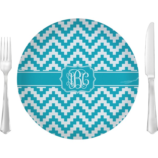 Custom Pixelated Chevron 10" Glass Lunch / Dinner Plates - Single or Set (Personalized)